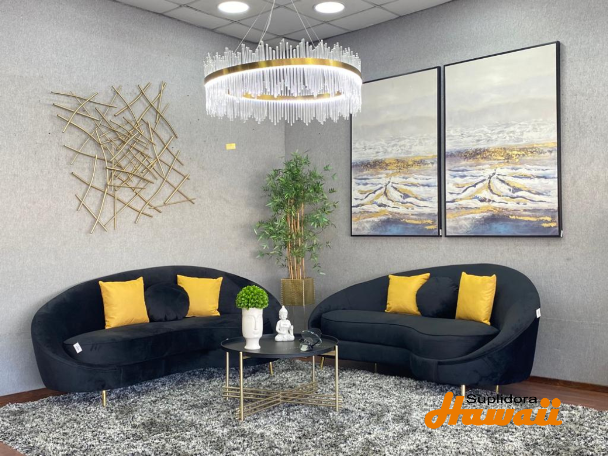 MUEBLE LUNA DOS SOFA DE 3 NEGRO