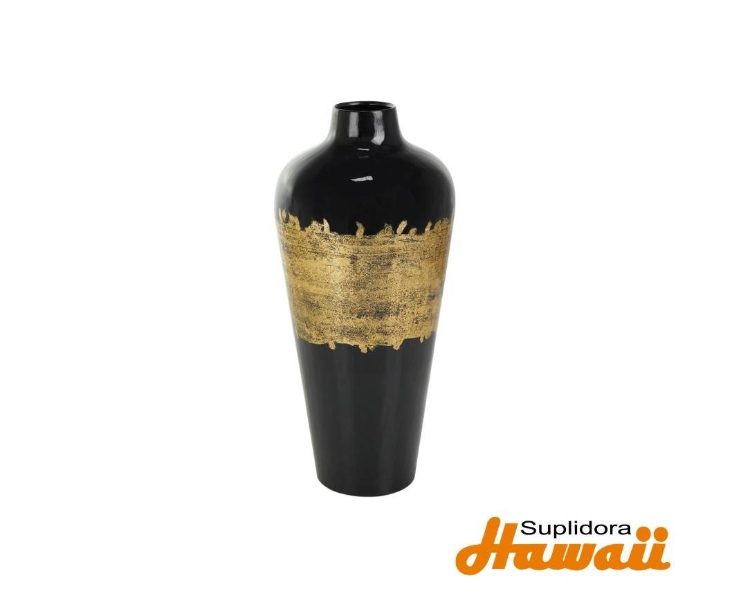 JARRON ABSTRACTO DE METAL NEGRO 12283 CON DORADO 7W 16H