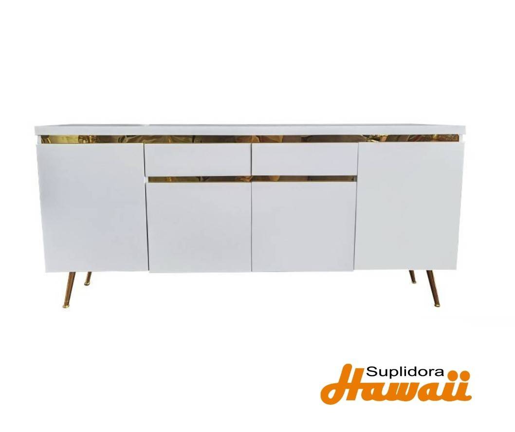 CREDENZA ANAY BLANCA CON DORADO 4/P 3/G