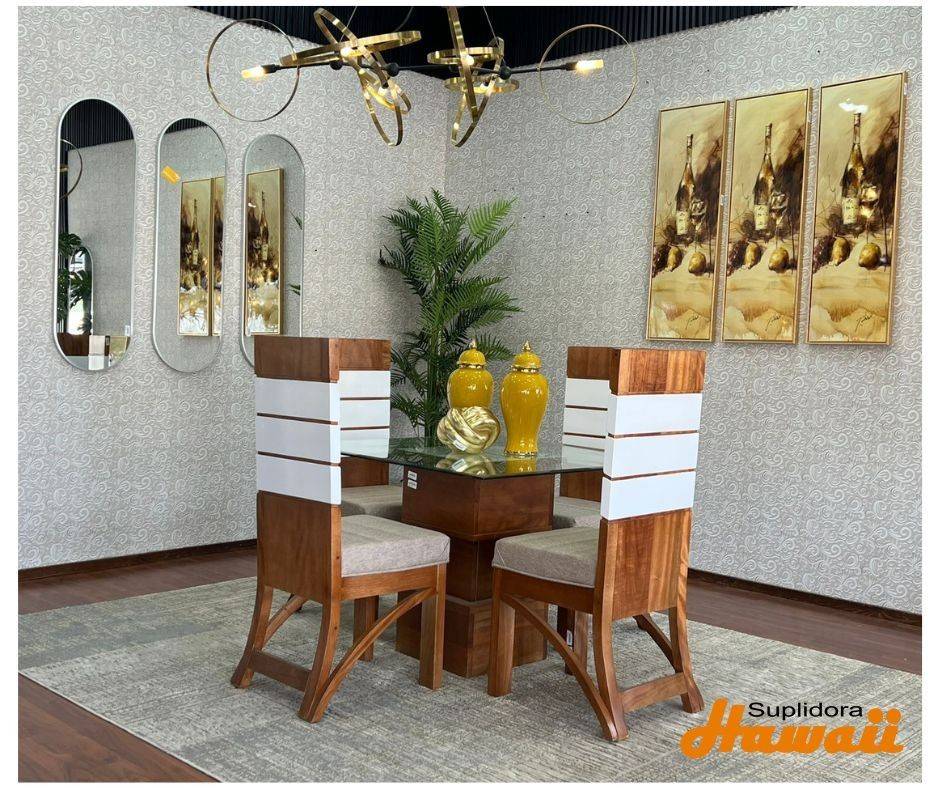 COMEDOR ZEBRA NATURAL CON BLANCO 4/S TAPIZ/MARRON