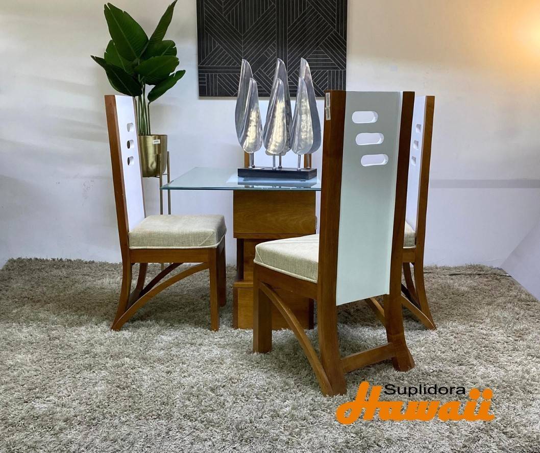 COMEDOR MICHEL NATURAL CON BLANCO 4/S TAPIZ/CREMA