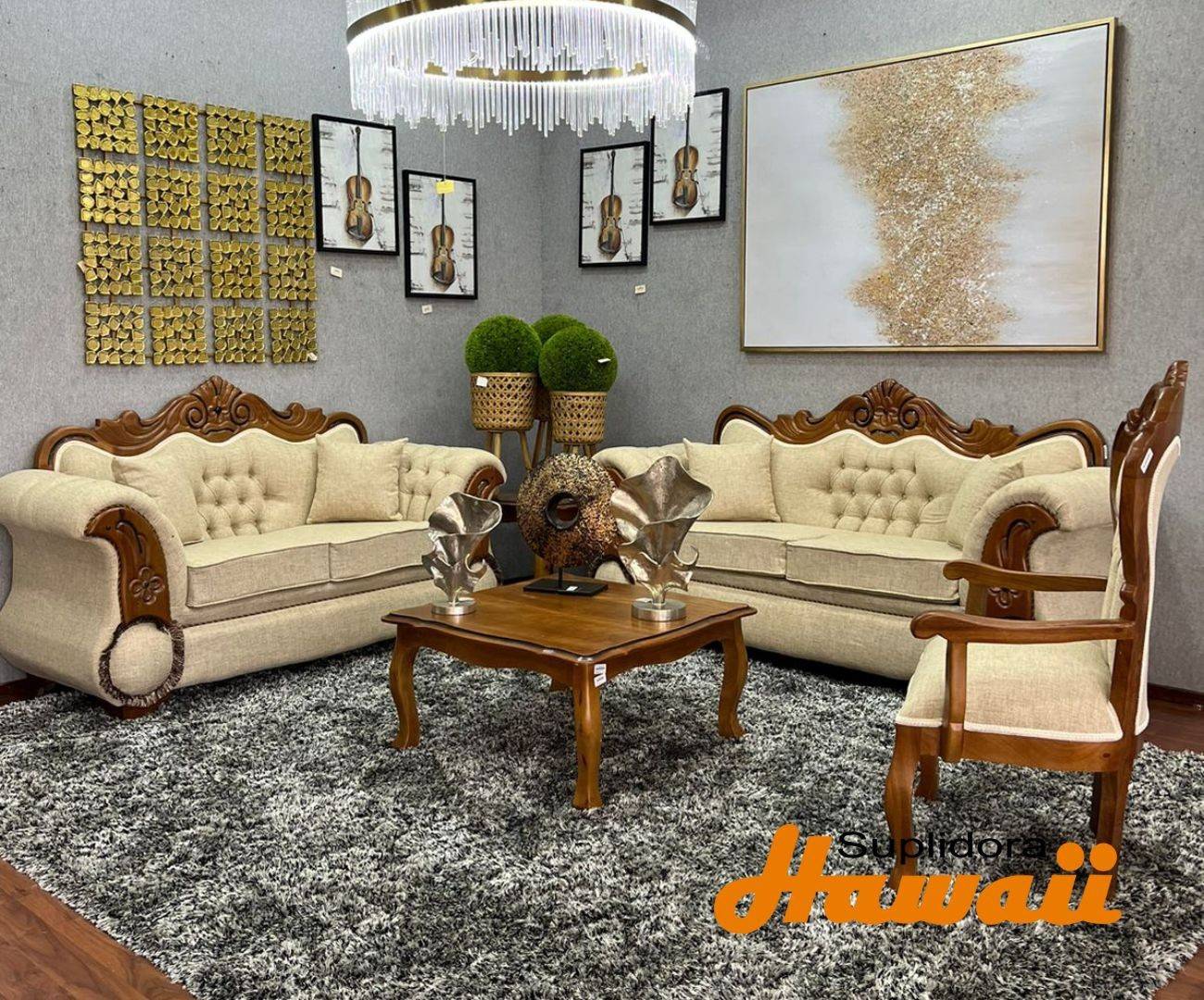 MUEBLE DE SALA HAILY 3-2-1 2/M CREMA P.M.