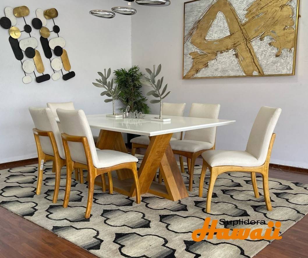 COMEDOR DALILA NATURAL TAPIZ/CREMA 6/S T/MADERA E.M.