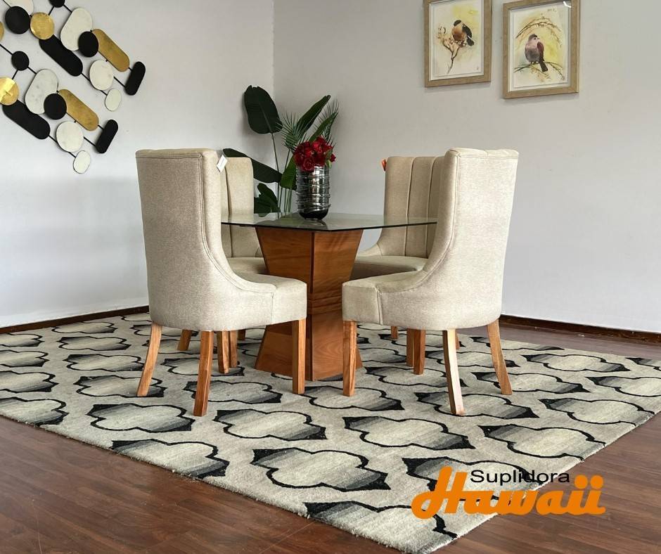 COMEDOR TAPIZADO ESPECIAL T/CRISTAL 4/S TAPIZ/CREMA R.A