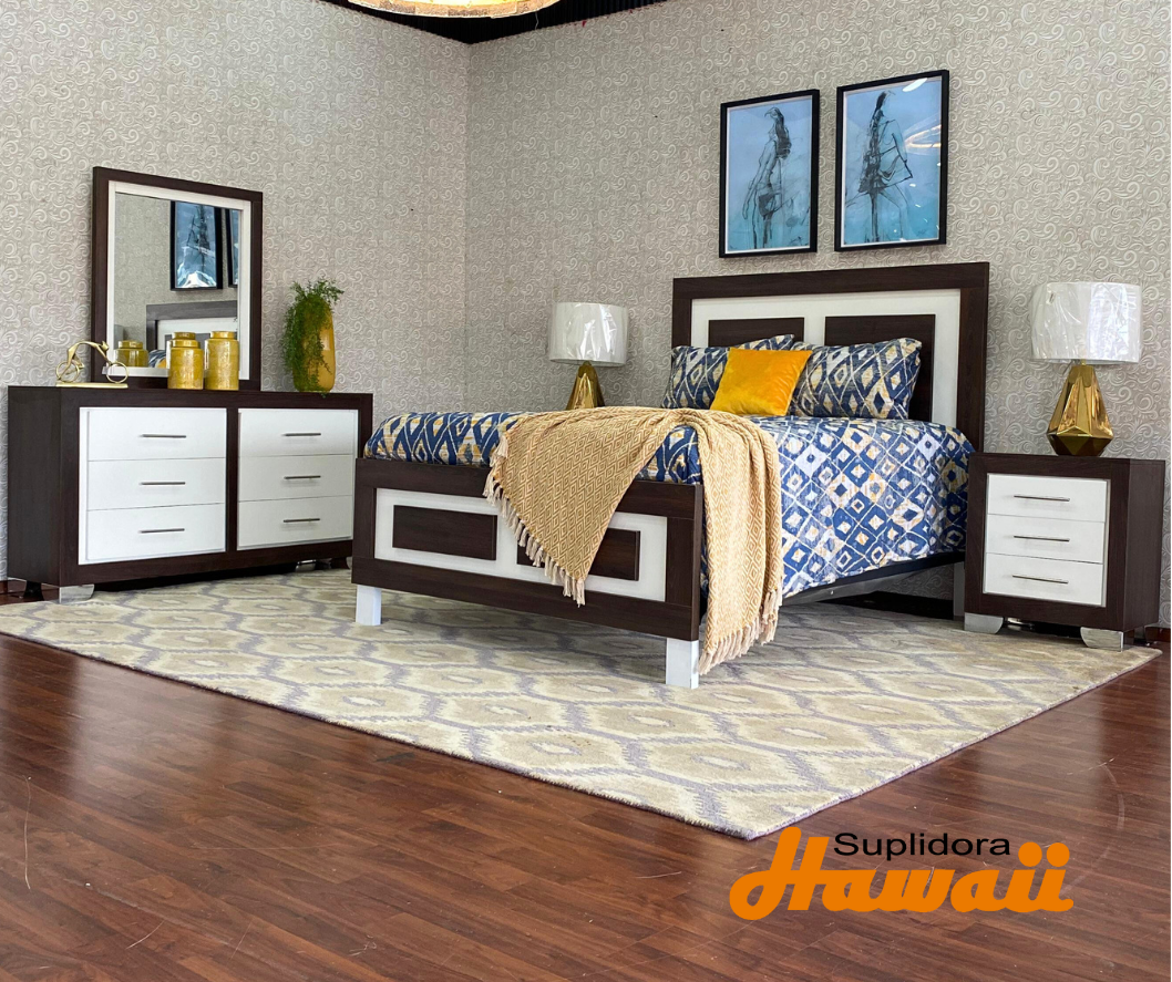 JUEGO APOSENTO SHARLOT OSCURO CBLANCO EN MELAMINA 60 RT