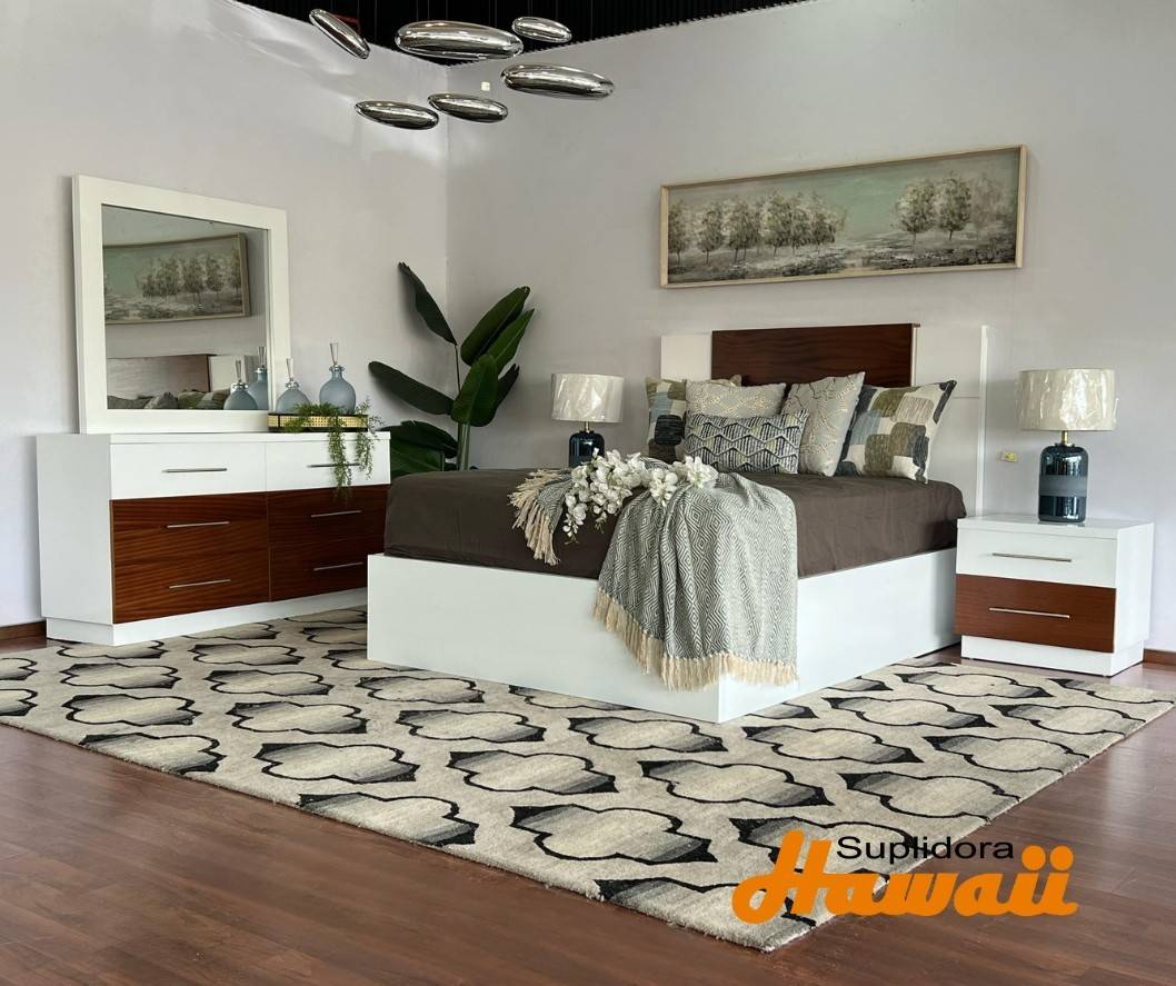 JUEGO APOSENTO MODERNO 60 BLANCO MDF Y CAOBA P.M