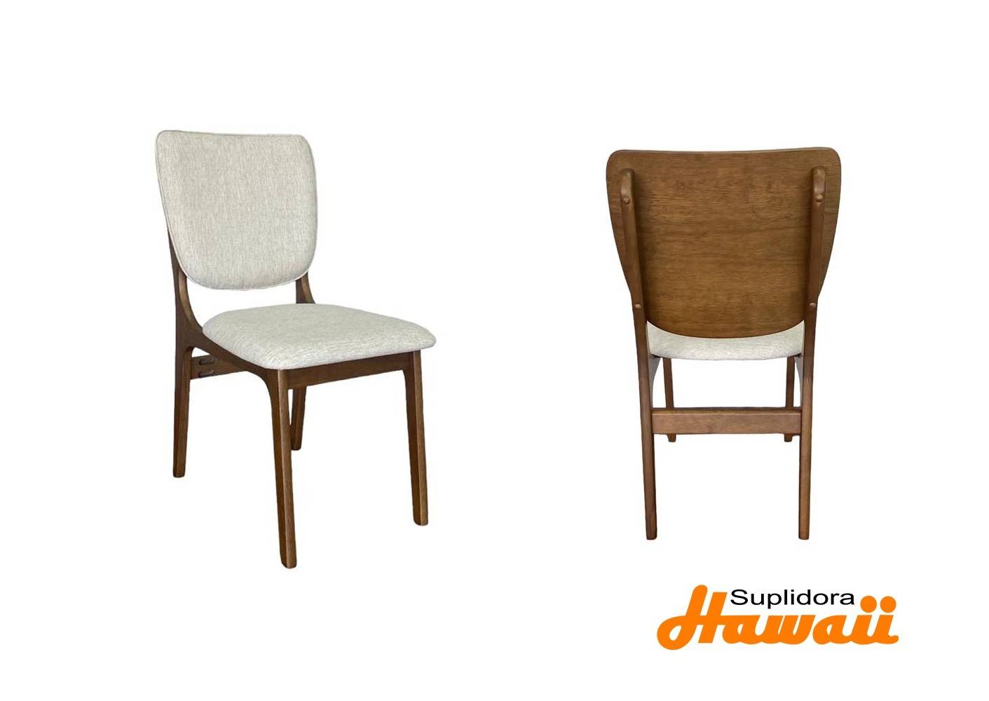 SILLA EN MADERA OSCURA DC1021 TAPIZ/CREMA I.M.