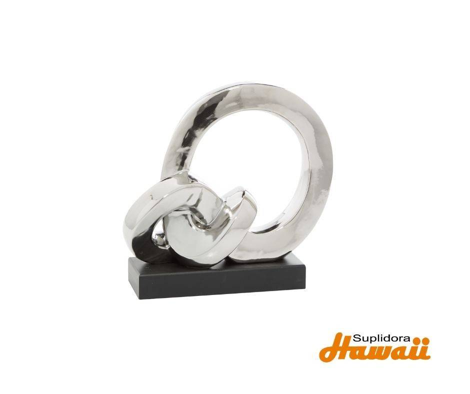 ESCULTURA ABSTRACTA PORCELANA 57172 PLATEADA 12W 12H