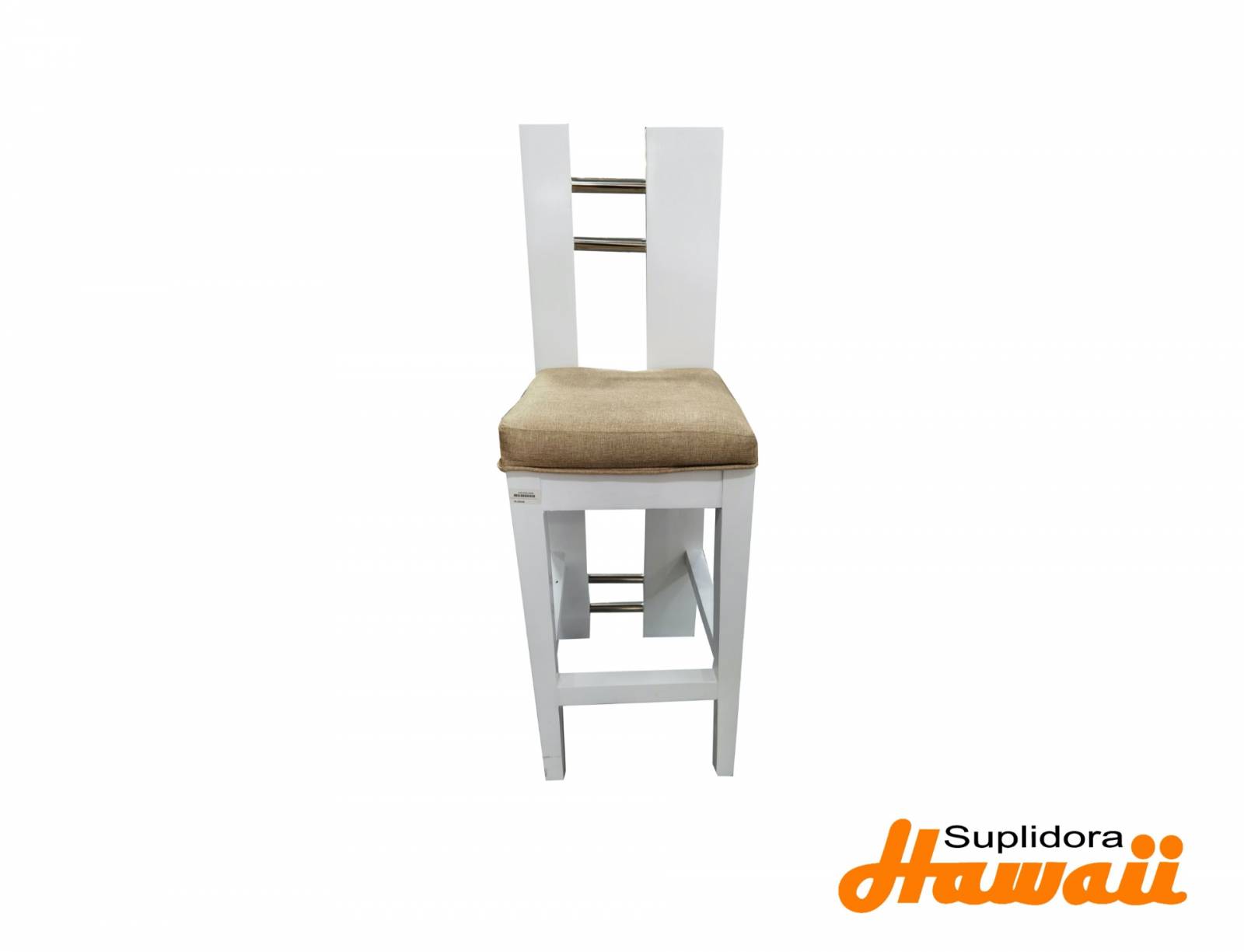 TABURETE CONTEMPORANEO BLANCO C/TUBITO TAPIZ/GRIS D.M.U.