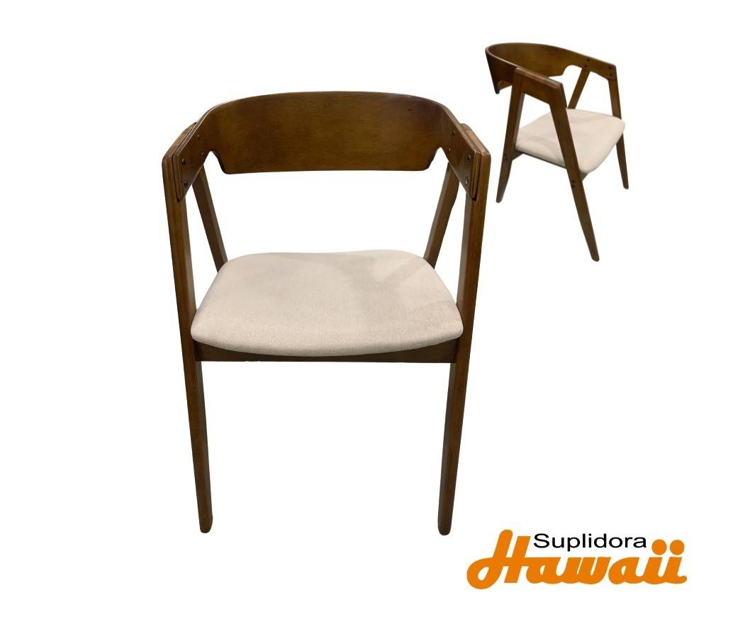 SILLA DC2389 NATURAL OSCURO TAPIZ/CREMA I.M.