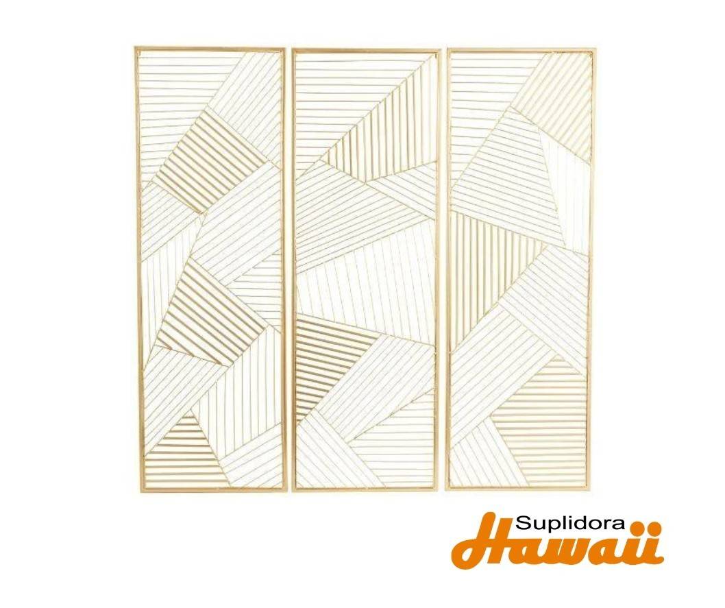 APLIQUES DE PARED GEOMETRICA 18888 S3 METAL DORADO 16W48H