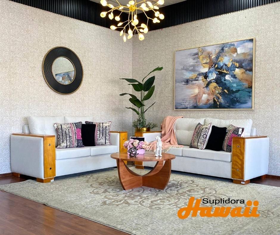 MUEBLE PRIMIUN S/2 S/3 TAPIZ/CREMA CLARO CON CHAPERA CLARA D.R.