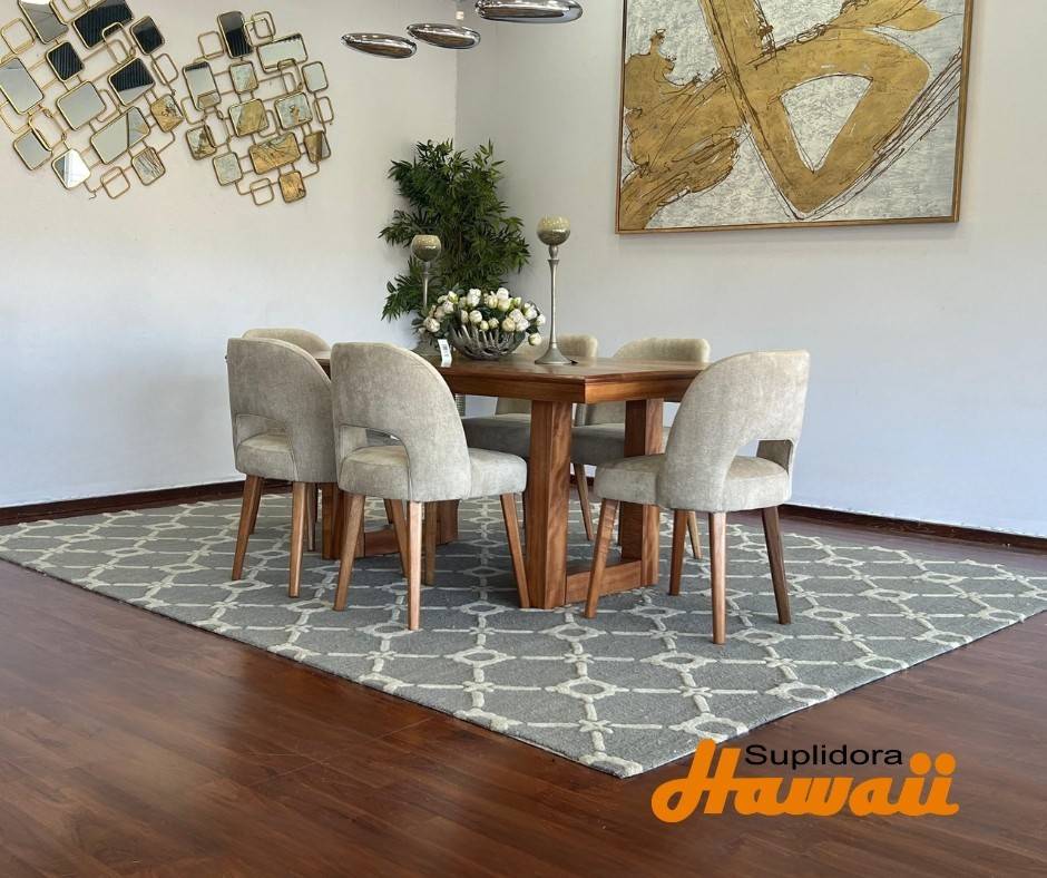 COMEDOR IMPORTADO NATURAL 6/S T/MADERA TAPIZ/CREMA P.M.