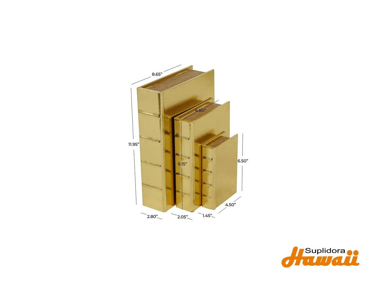 CAJAS DE ALMACENAMIENTO 32705 TIPO LIBRO PIEL SINTETICA DORADO S/3 7, 9, 12H