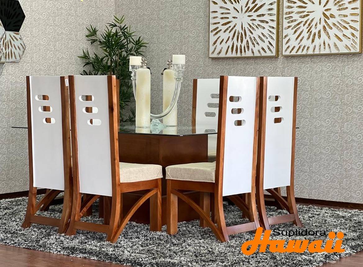 COMEDOR ERY NATURAL C/BLANCO 8/S T/CRISTAL TAPIZ/CREMA