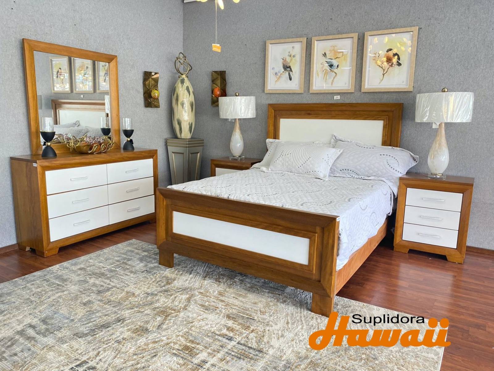 JUEGO APOSENTO SEVE 60 NATURAL C/BLANCO P.M.