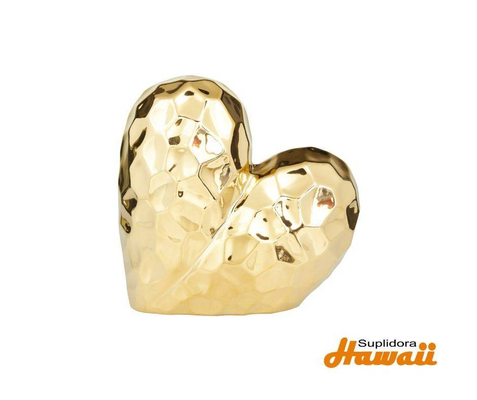 ESCULTURA CORAZON DE PORCELANA 57194 DORADO 8X3X 8