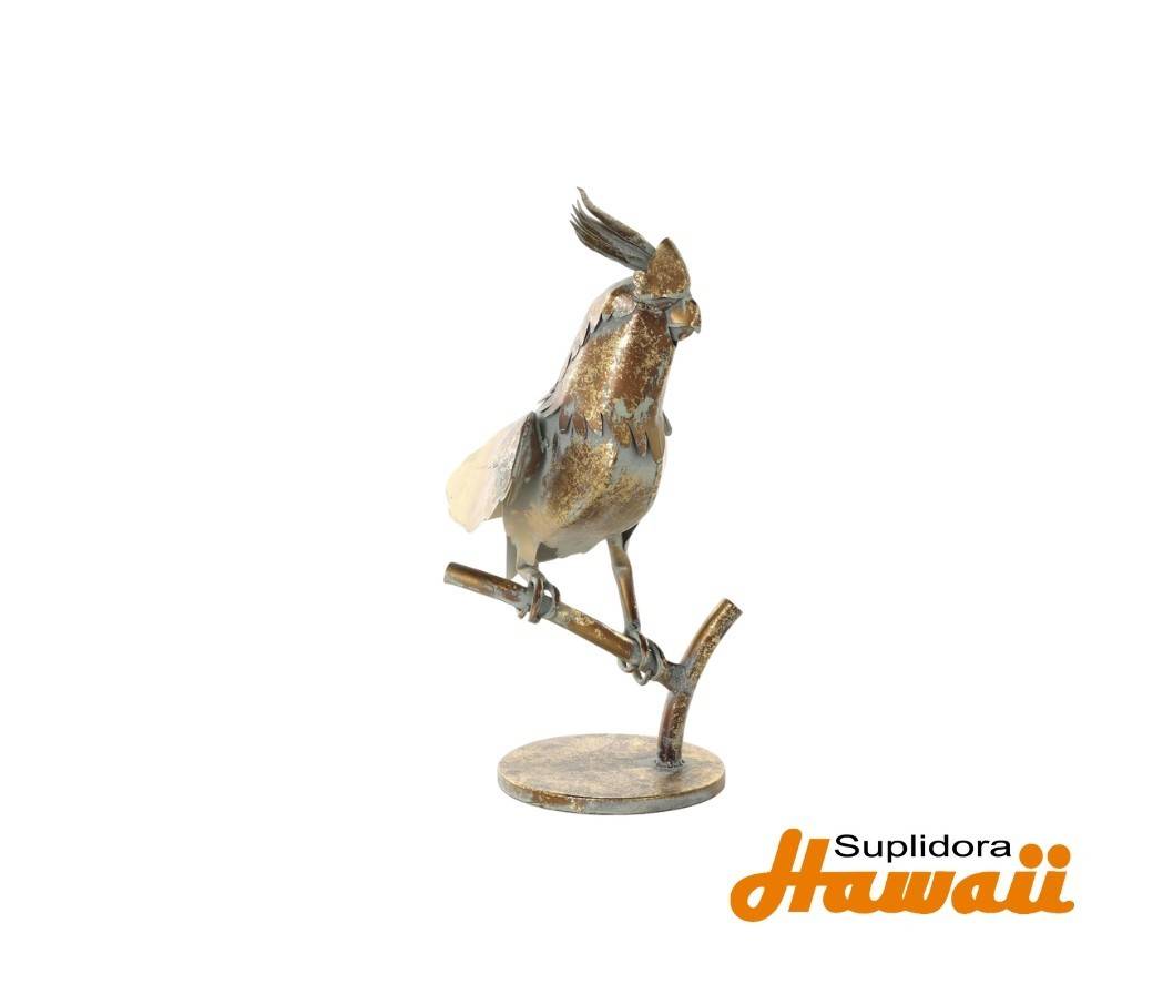 ESCULTURA DE LORO C/BASE DE RAMA 10970 7W 15H