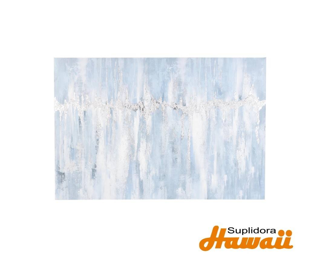 CUADRO ABSTRACTO MADERA 12820 MADERA AZUL CLARO CON PLATEADO 85W 75H