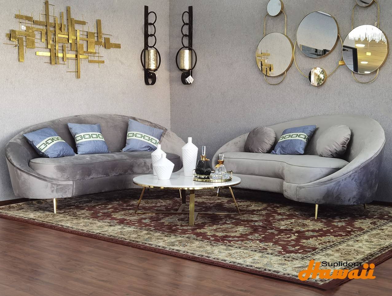 MUEBLE LUNA DOS SOFA DE 3 GRIS