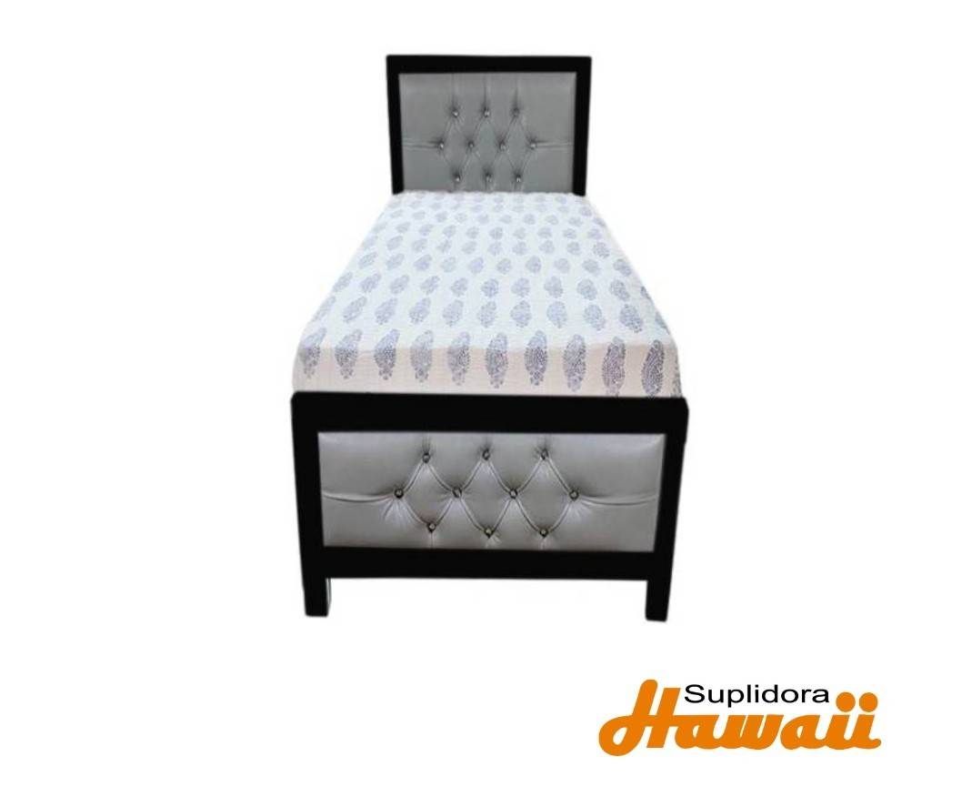 CAMA NORMAL TAPIZADA NEGRA EN 39 TAPIZ/GRIS