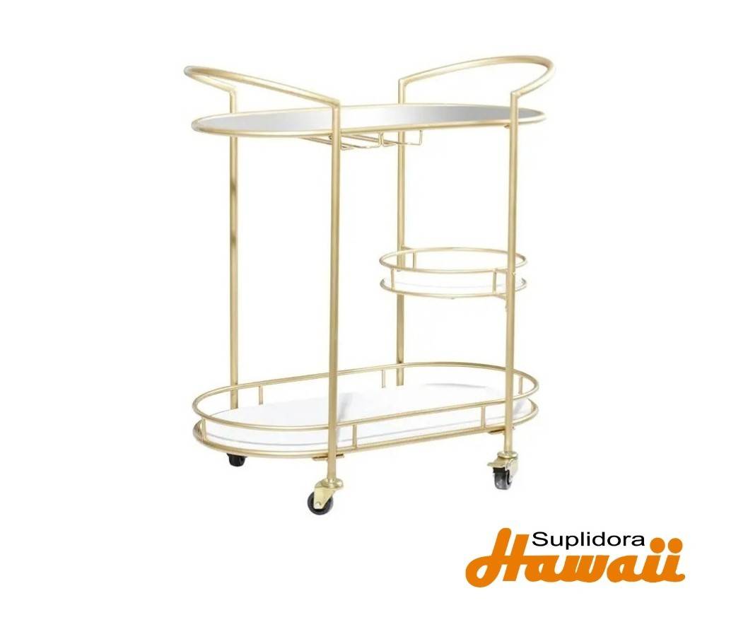 CARRITO D/BAR CONTEMPORANEO 39746 33X31X16 METAL DORADO