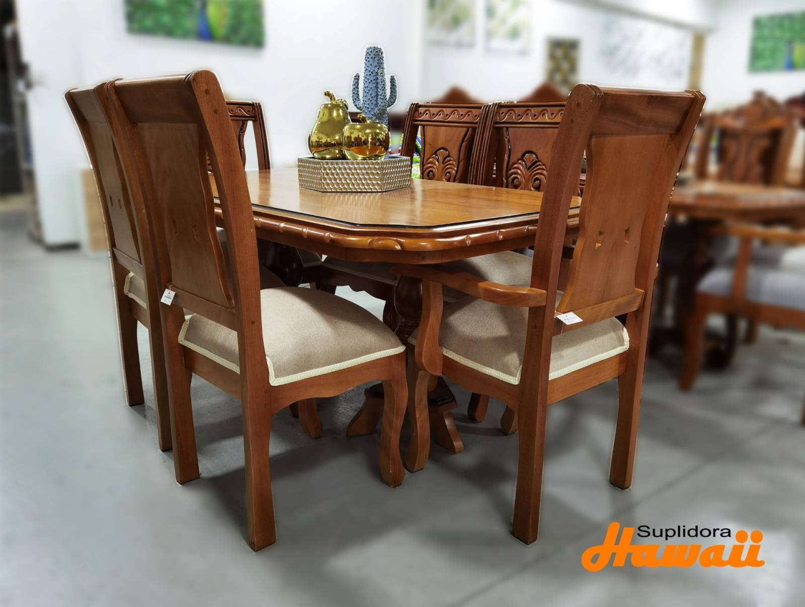 COMEDOR MEDALLON NATURAL 6/S TAPIZ/CREMA P.M.