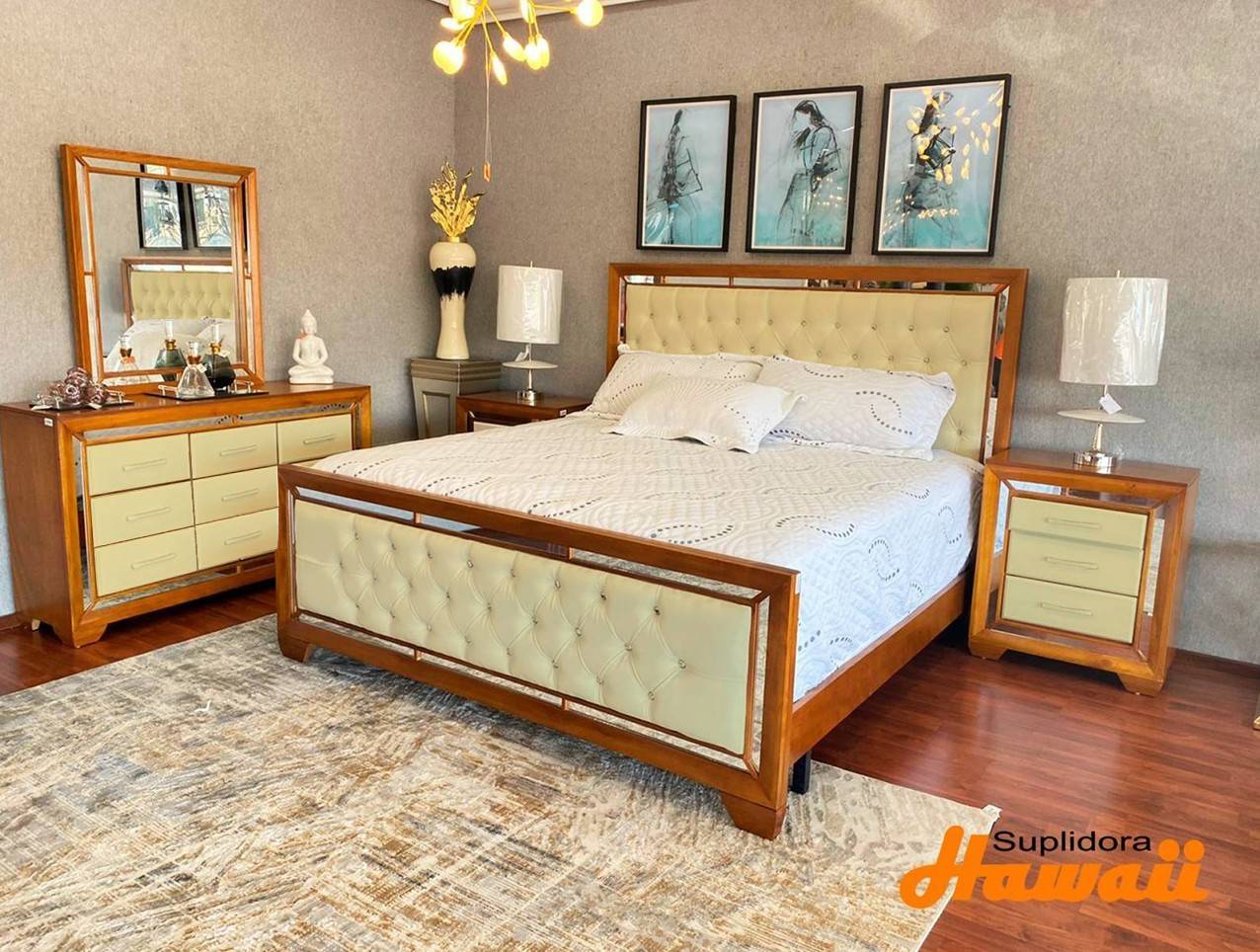 JUEGO APOSENTO DELUXE 80 NATURAL CON CREMA