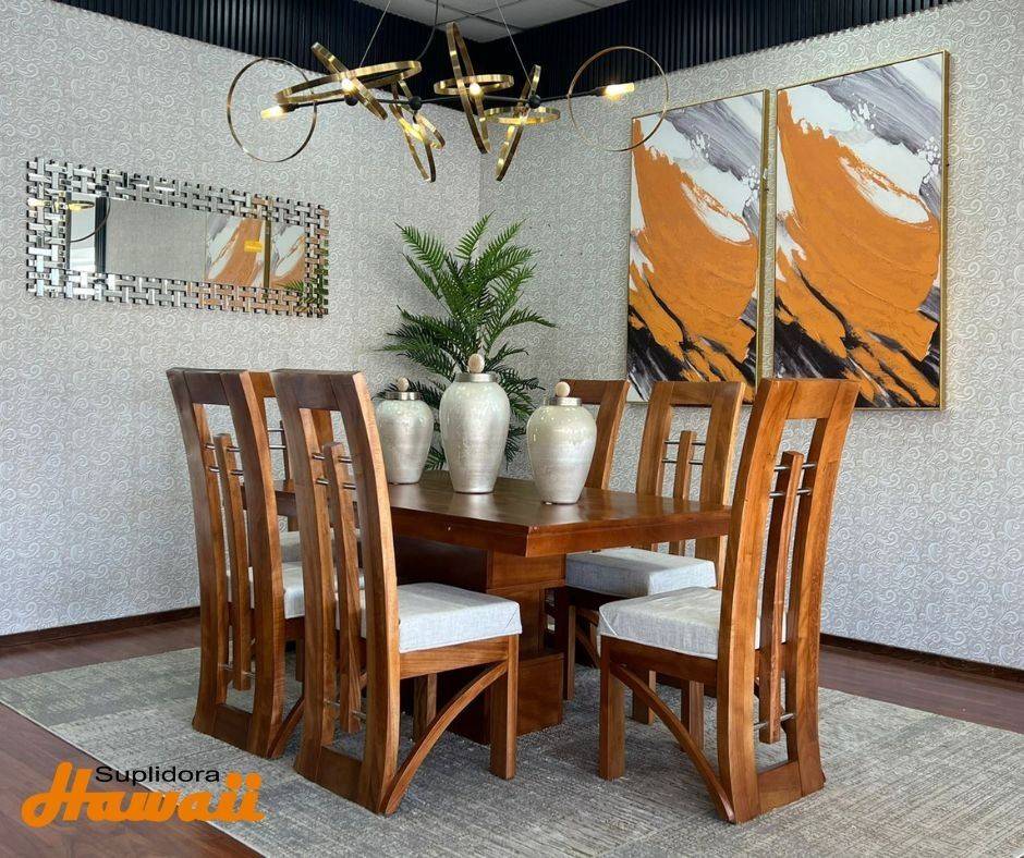 COMEDOR CAPRICHO NATURAL 6/S T/MADERA TAPIZ/CREMA P.M.