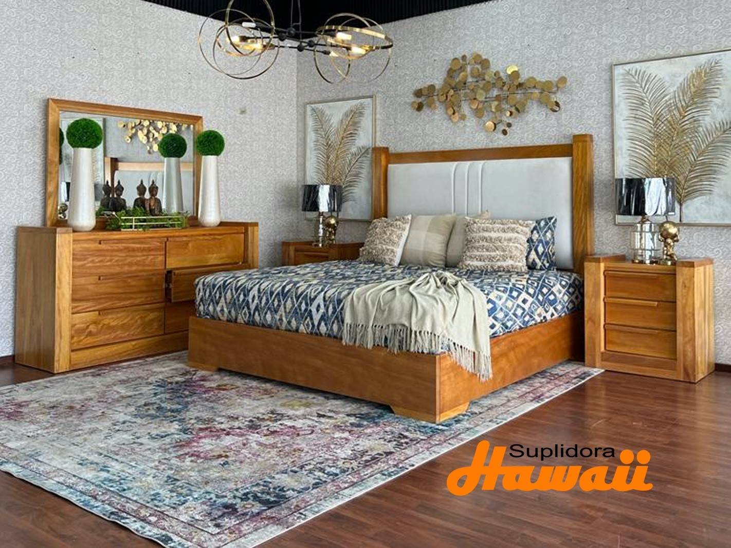 JUEGO APOSENTO GONZALEZ 80x78 NATURAL TAPIZ/BLANCO CON PLATAFORMA