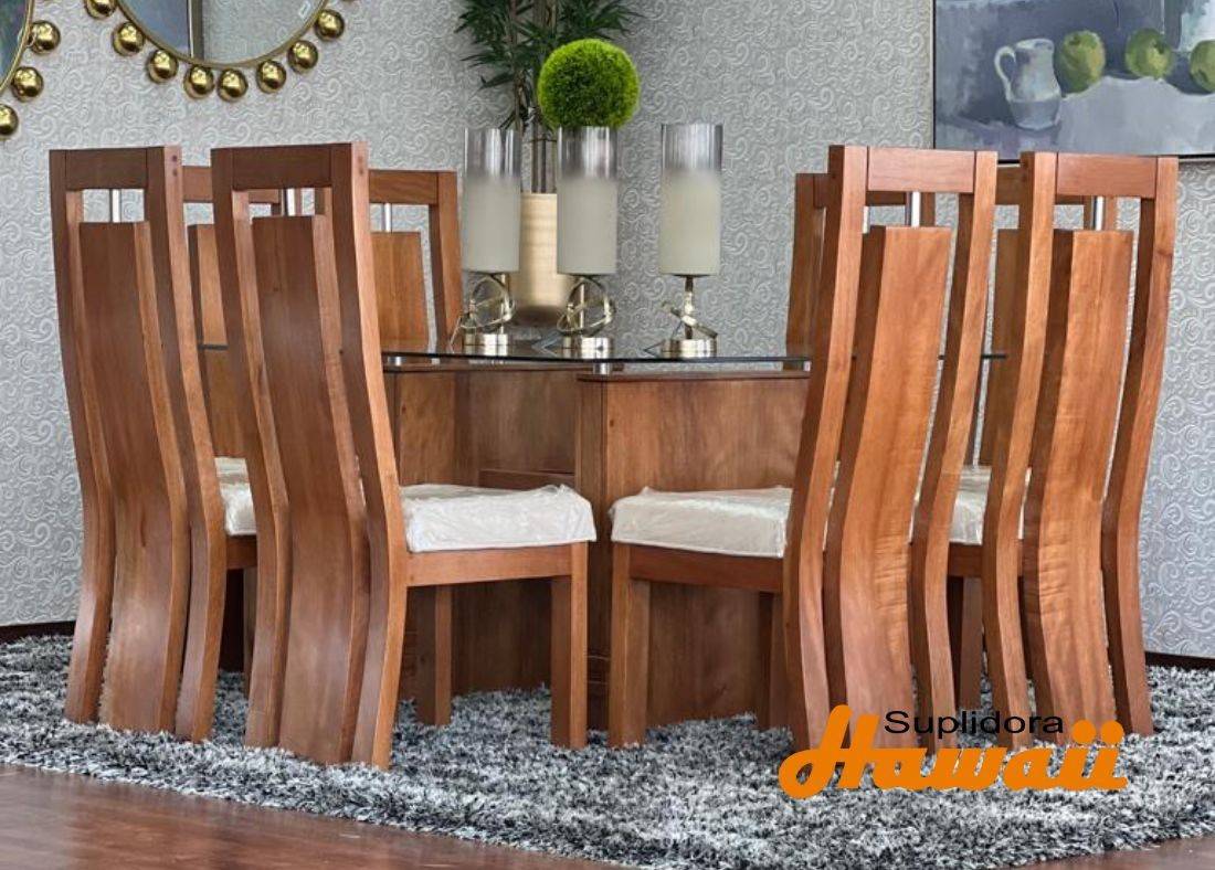 COMEDOR IV COLOR MIEL T/CRISTAL 8/S TAPIZ/CREMA