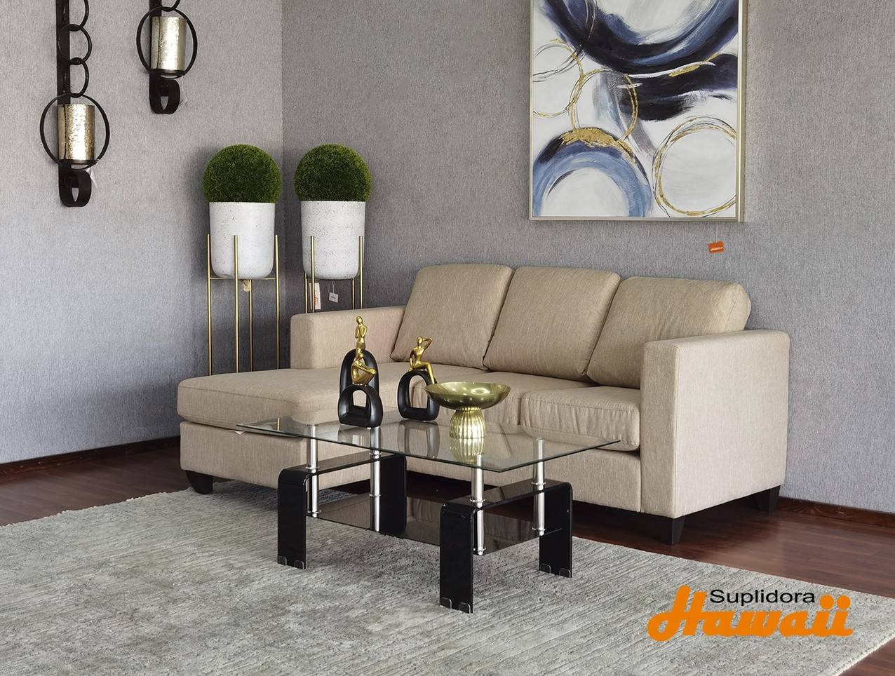 MUEBLE MISURI L S/3 1/OTOMAN TCR-L CREMA 2/PZS