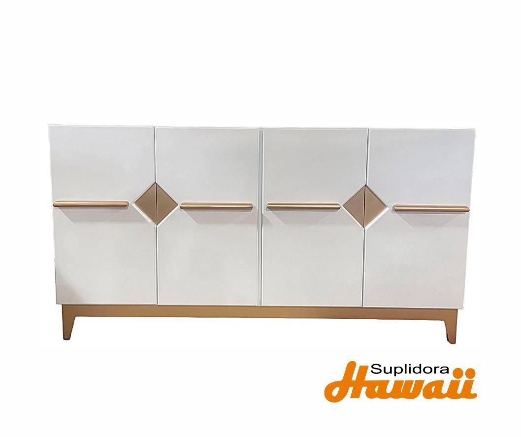 CREDENZA BLANCA C/DORADO 4/PUERTAS D.R.