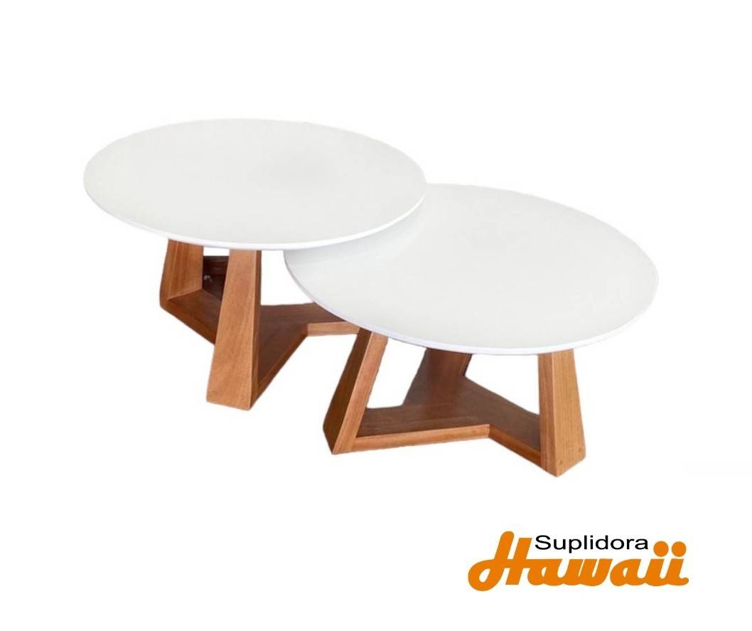 MESA NIDO REDONDA S/2 BLANCO C/NATURAL R.A.