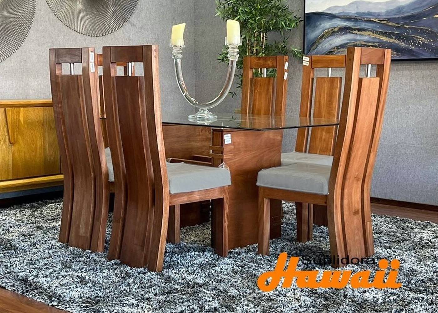 COMEDOR IV COLOR MIEL T/CRISTAL 6/S TAPIZ/GRIS A.M.