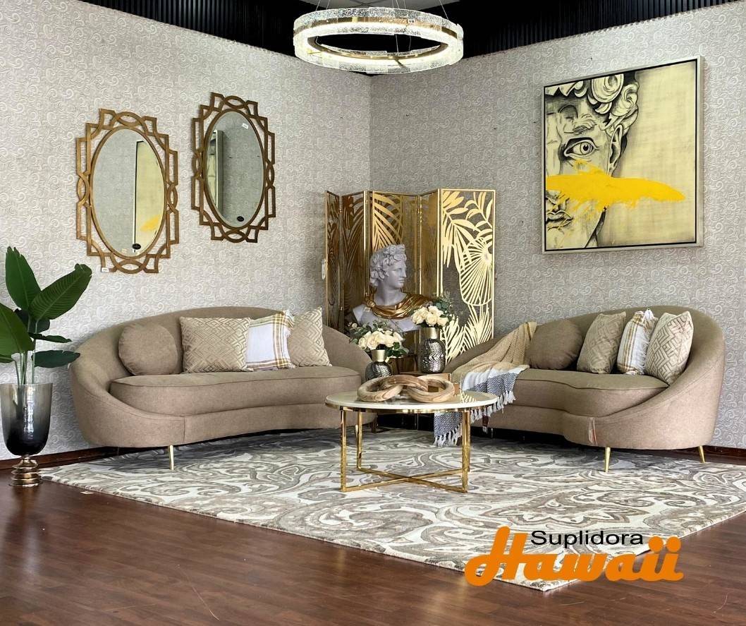 MUEBLE LUNA DOS SOFA DE 3 CREMA OSCURO