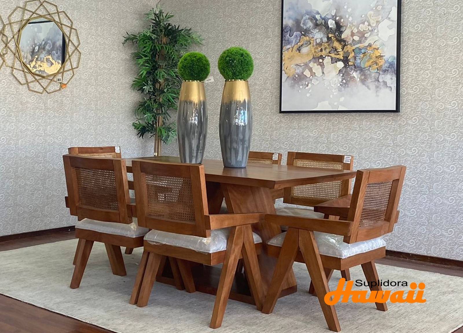 COMEDOR BUCAREST NATURAL TAPIZ/CREMA 6/S T/MADERA A.M.