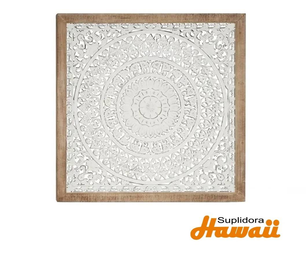 CUADRO MADERA FLORAL 46421 VINTAGE BLANCA
