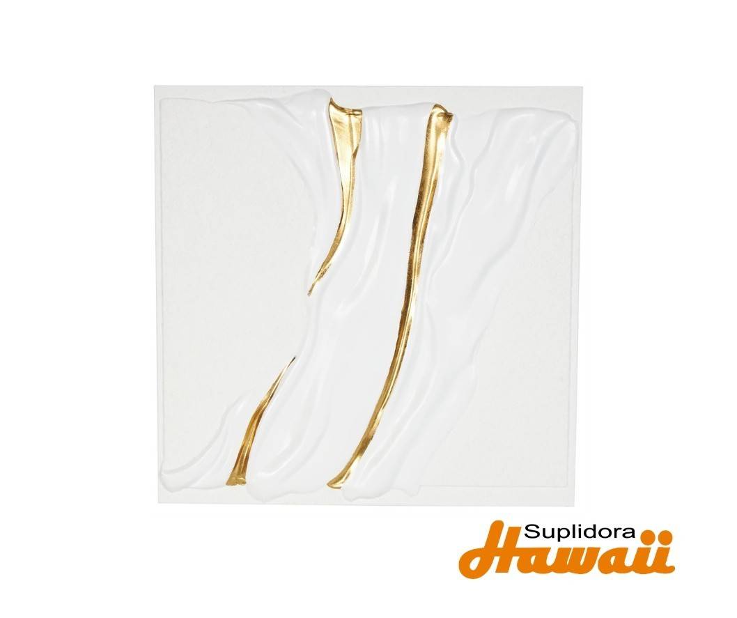 CUADRO DE PARED ABSTRACTO 13117 TEXTUALIZADA BLANCA C/DORADO 40W 40H