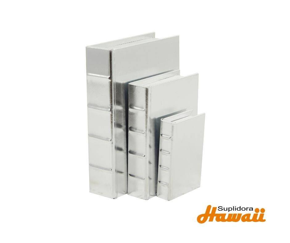 CAJA D/LIBROS ACABADO METALICO S/3 32704 PLATEADO 12, 9, 6H