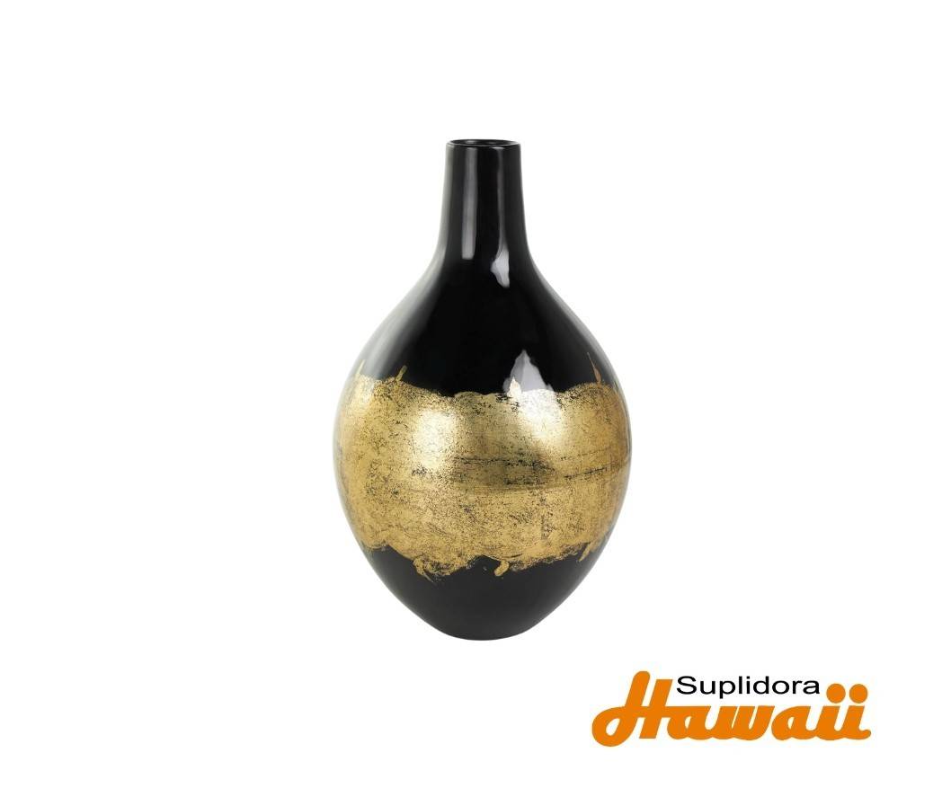 JARRON ABSTRACTO DE METAL NEGRO 12284 CDORADO 8 W 13H