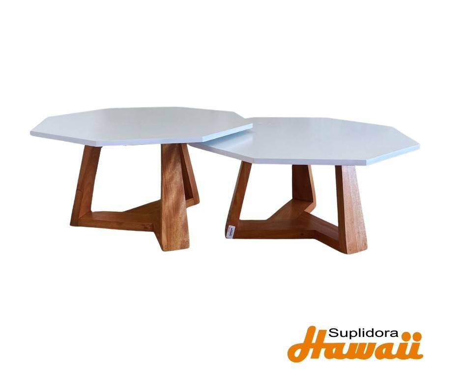 MESA NIDO OCTAGONAL S2 BLANCO CON NATURAL RA