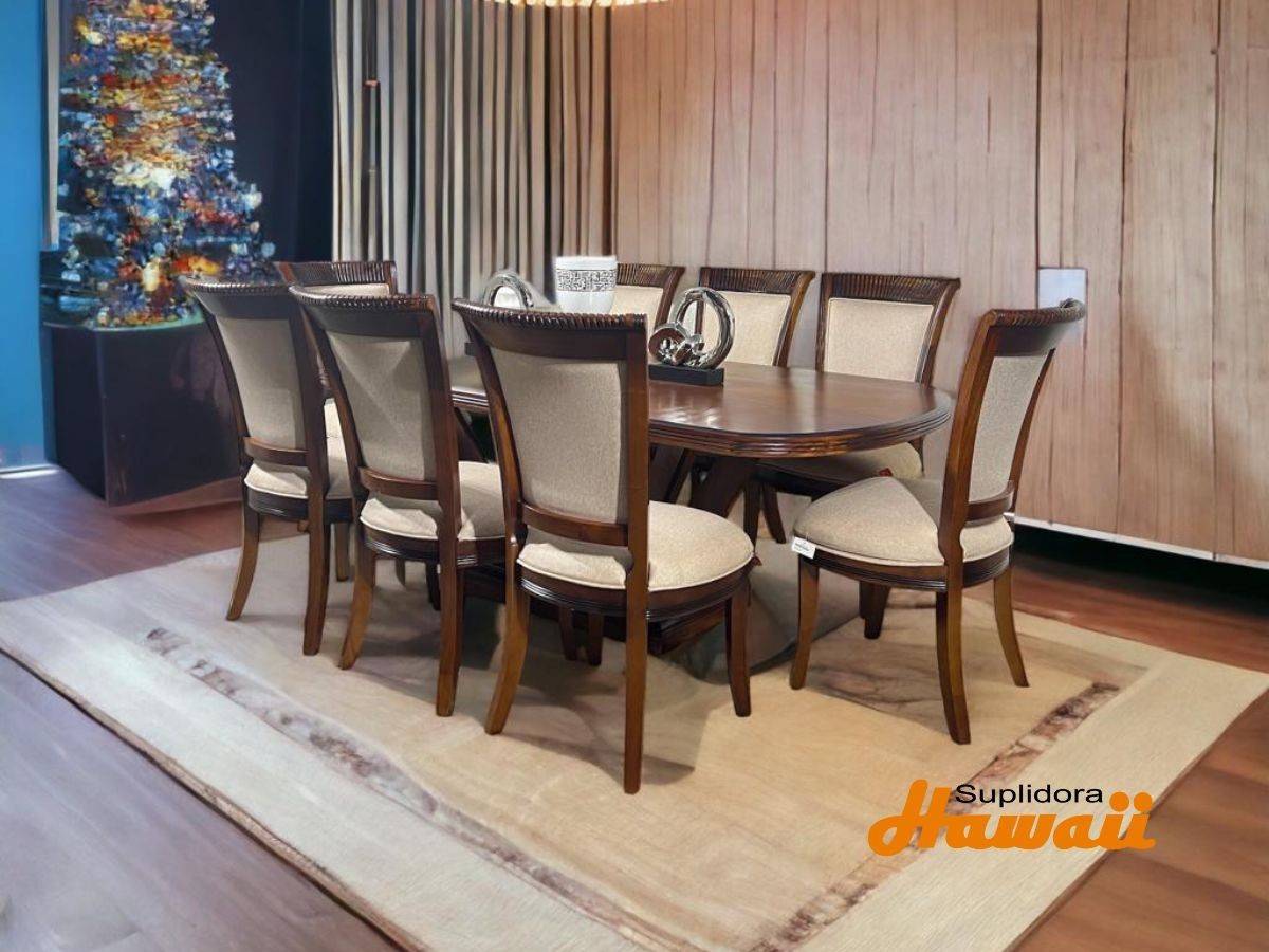 COMEDOR PERLA T/MADERA 8/S TAPIZ/CREMA