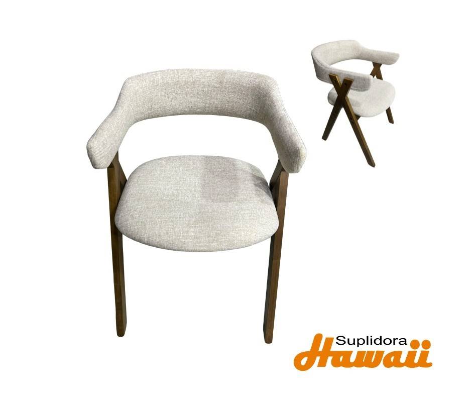SILLA DC1014 NATURAL OSCURO TAPIZ/CREMA