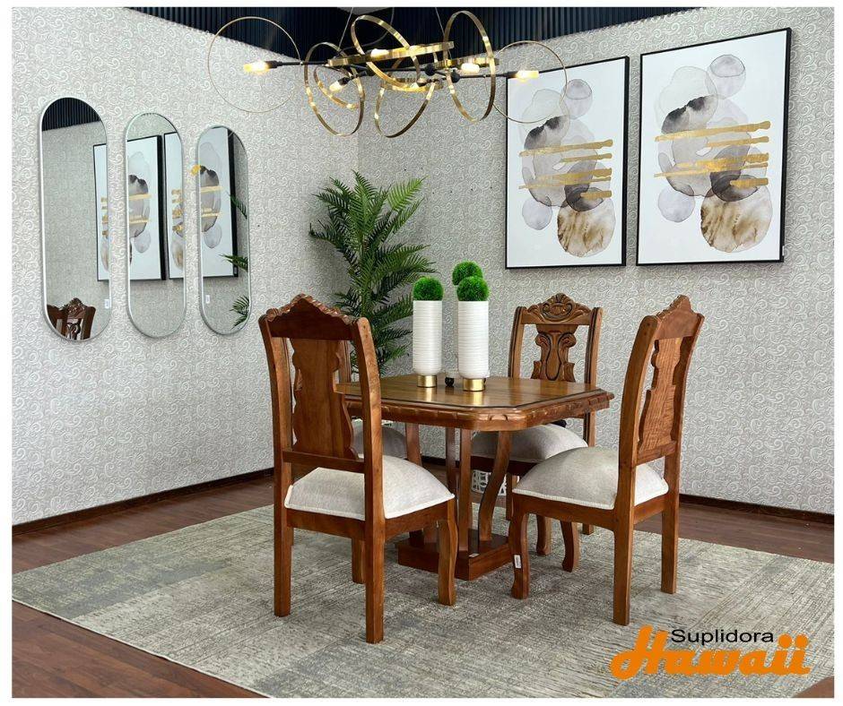 COMEDOR HAILY 4S NATURAL TAPCREMA CLARO