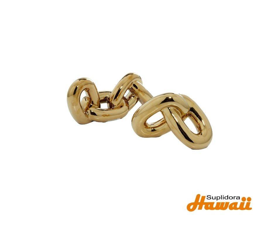 ESCULTURA CADENA EN PORCELANA S/2 57170 DORADO 15,10W