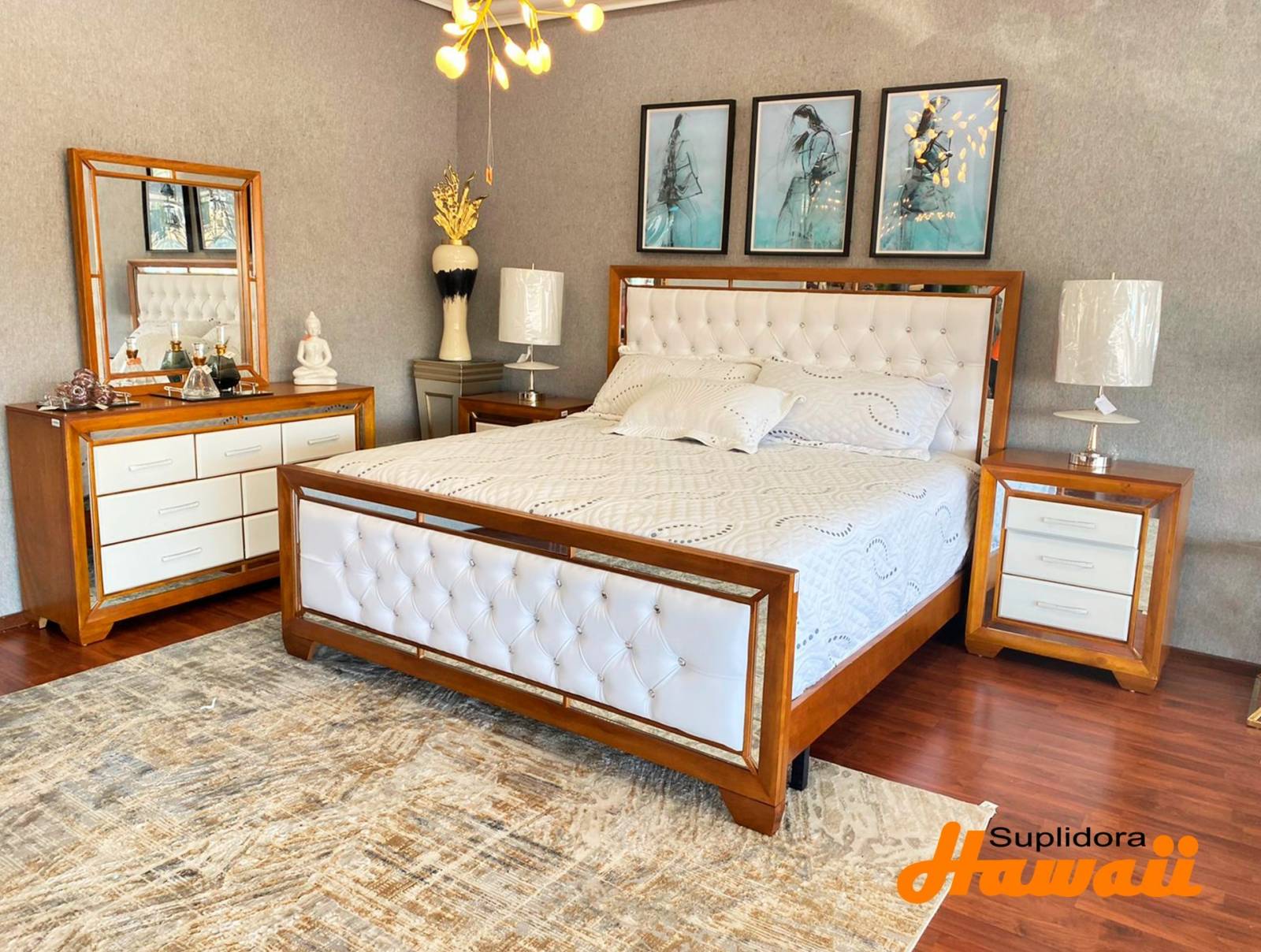 JUEGO APOSENTO DELUXE 80 NATURAL C/BLANCO P.M.