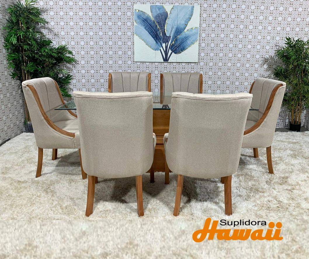 COMEDOR YIRA NATURAL TAPIZ/CREMA OSCURO 6/S T/CRISTAL R.A.
