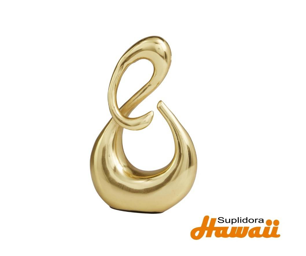 ESCULTURA ABSTRACTA EN ESPIRAL 12683 DE ALUMINIO DORADA 7W 12H