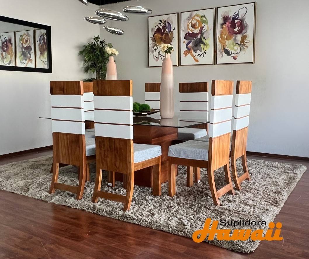 COMEDOR ZEBRA TAPIZADO GRIS 8S TCRISTAL